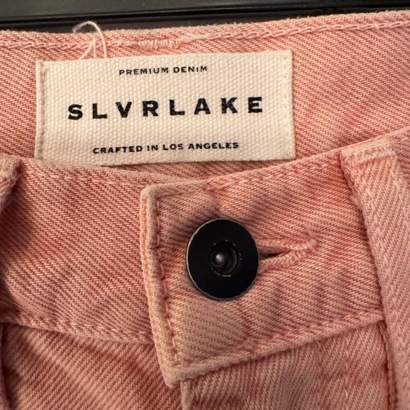 SLVRLAKE Grace Ankle Cropped Dusty Pink Women’s  Flare Wide Leg Jeans Size 24 - Picture 9 of 14